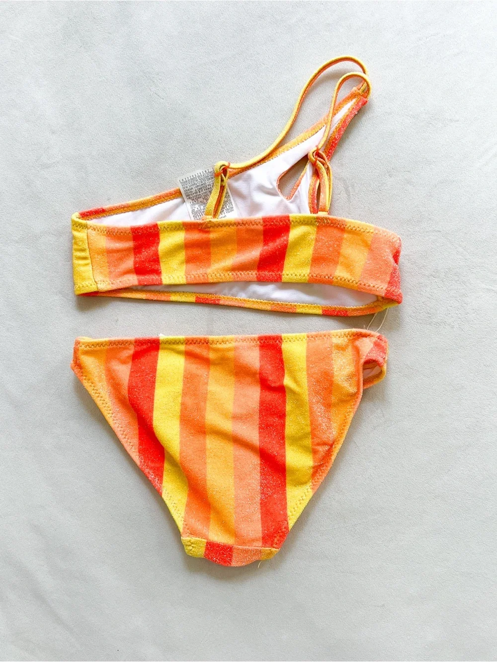 Zara Kids Sparkly Orange, Yellow & Red Striped Bikini Set Size 9-10 Years
